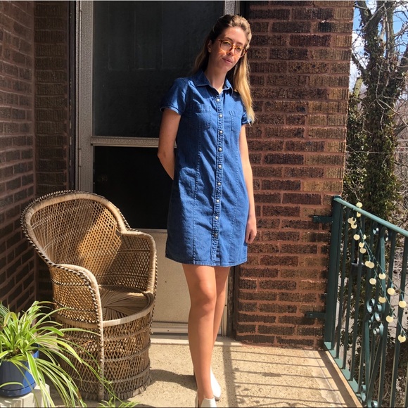 Vintage L.L. Bean Denim Mini Dress - Picture 2 of 7